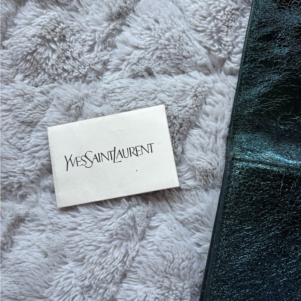 Yves Saint Laurent Y-Linge Clutch, Shimmer Green, Satin Interior - Picture 7 of 16